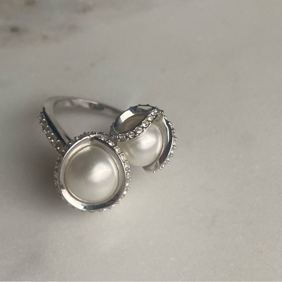 SWAROVSKI faux Pearl silver tone ring size 6 - Picture 12 of 16